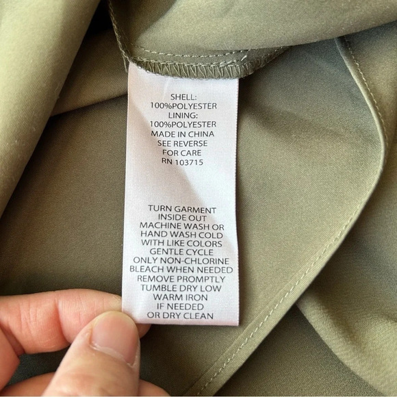 Nanette Lepore Military  Green Button Down Midi Shirtdress with Slips - Picture 14 of 16